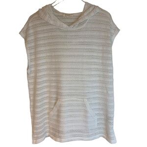 Two By Vince Camuto V- Neck Hooded Sleeveless Sweater- L